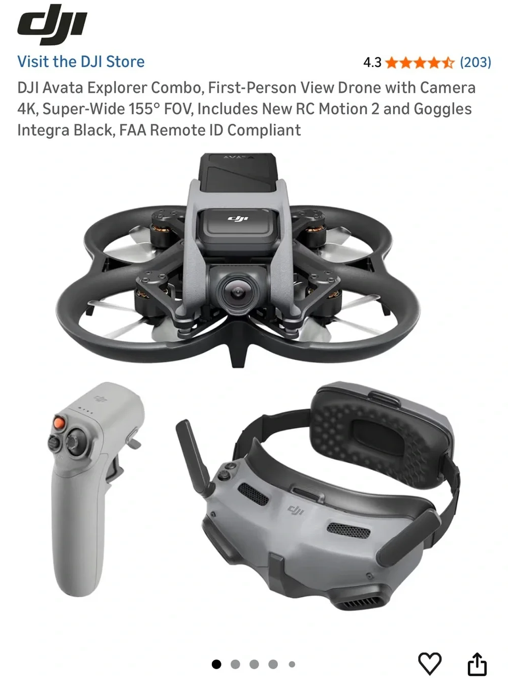 DJI Avata Explorer Combo — Gray and Black FPV Drone Bundle
